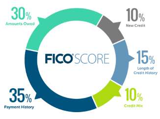 Graphic representation of items that are used to calculate your FICO score